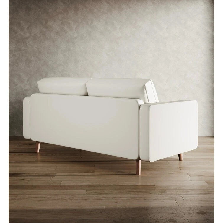 Canapé deux places Stateside style Mid-Century, accoudoirs carrés, recouvert de cuir, 59