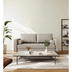 Canapé deux places Stateside style Mid-Century, accoudoirs carrés, recouvert de cuir, 59