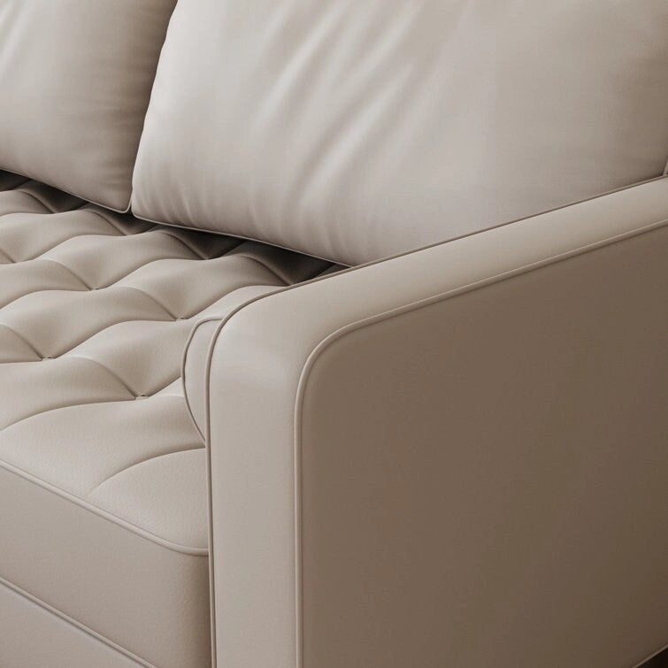 Canapé deux places Stateside style Mid-Century, accoudoirs carrés, recouvert de cuir, 59