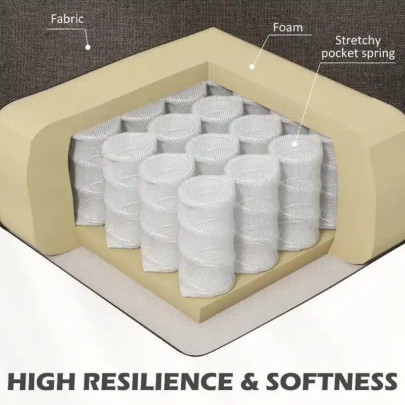 Canapé deux places HOMCOM 61, style moderne du milieu du siècle, petit canapé 2 places avec garniture cloutée, accoudoirs arrondis et revêtement en tissu.