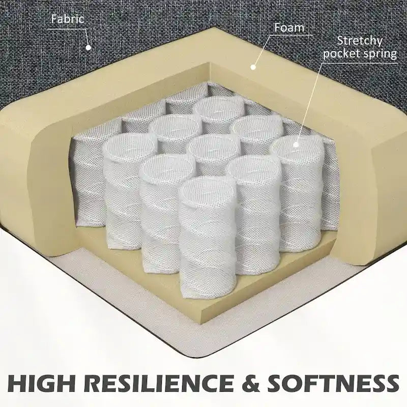 Canapé deux places HOMCOM 61, style moderne du milieu du siècle, petit canapé 2 places avec garniture cloutée, accoudoirs arrondis et revêtement en tissu.