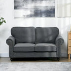 Canapé deux places HOMCOM 61, style moderne du milieu du siècle, petit canapé 2 places avec garniture cloutée, accoudoirs arrondis et revêtement en tissu.