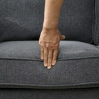 Canapé deux places HOMCOM 61, style moderne du milieu du siècle, petit canapé 2 places avec garniture cloutée, accoudoirs arrondis et revêtement en tissu.