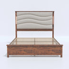 Cadre de lit King Size avec tête de lit rembourrée et station de recharge