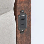 Cadre de lit King Size avec tête de lit rembourrée et station de recharge