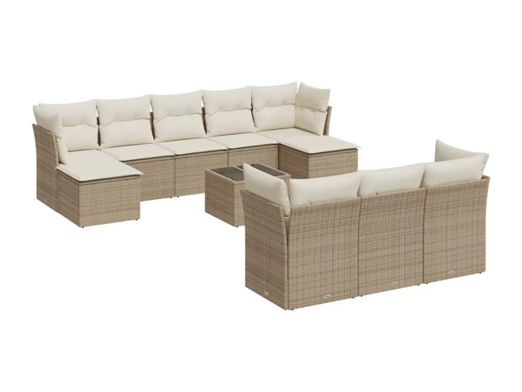 Ensemble de mobilier de jardin en résine tressée beige - dlz1766568134519