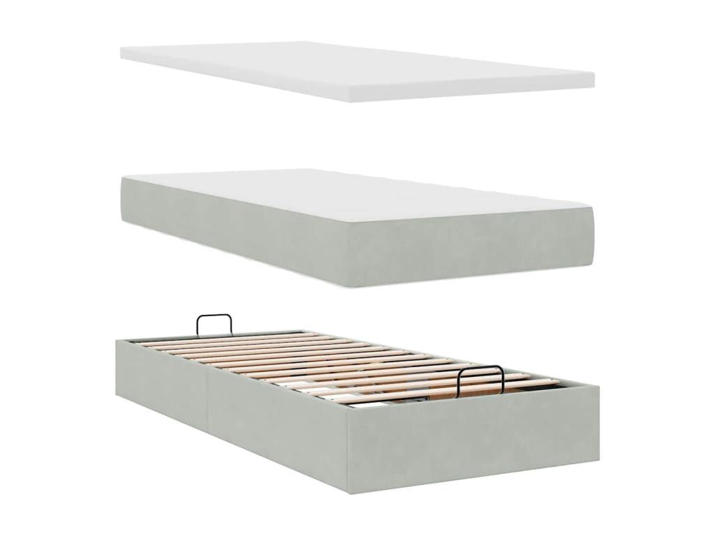 Matelas en velours gris, 100 x 200 cm