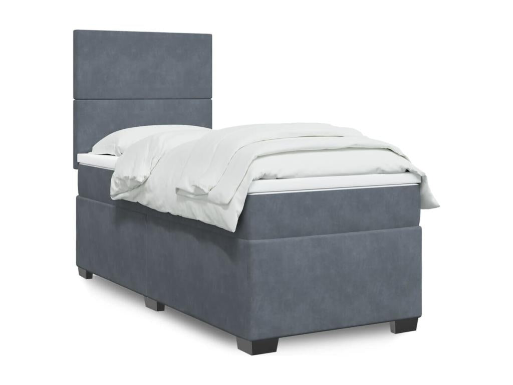 Matelas en velours gris, 90 x 200 cm