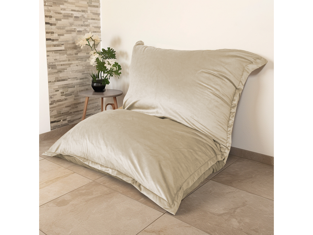 Pouf en velours beige, 190 x 155 cm