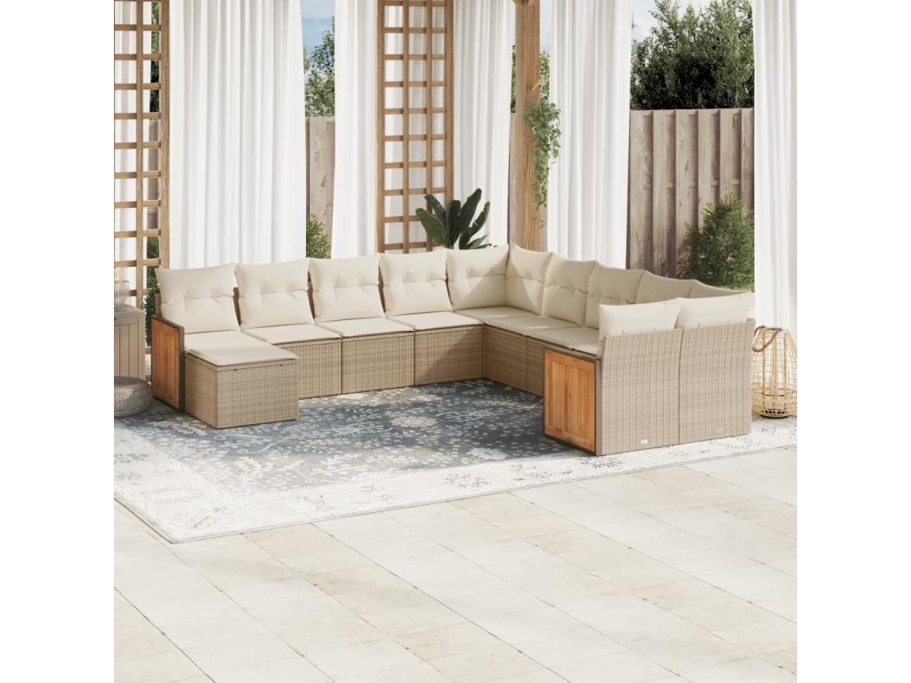 Ensemble de mobilier de jardin en résine tressée beige - dlz1766568463379