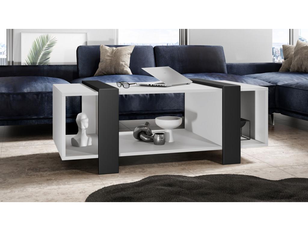 Table basse blanche, 110,5 x 42 x 56,5 cm