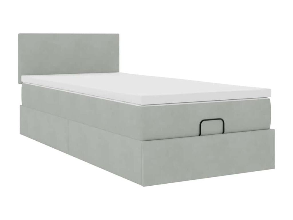 Matelas en velours gris, 100 x 200 cm