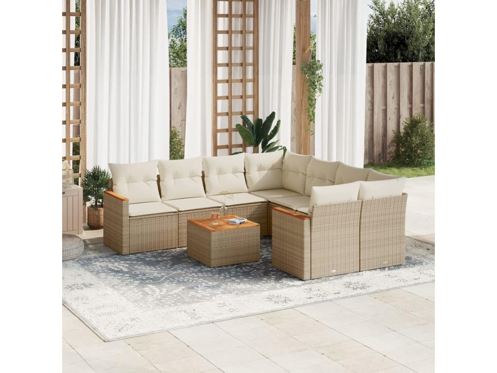 Ensemble de mobilier de jardin en résine tressée beige - dlz1766568564156