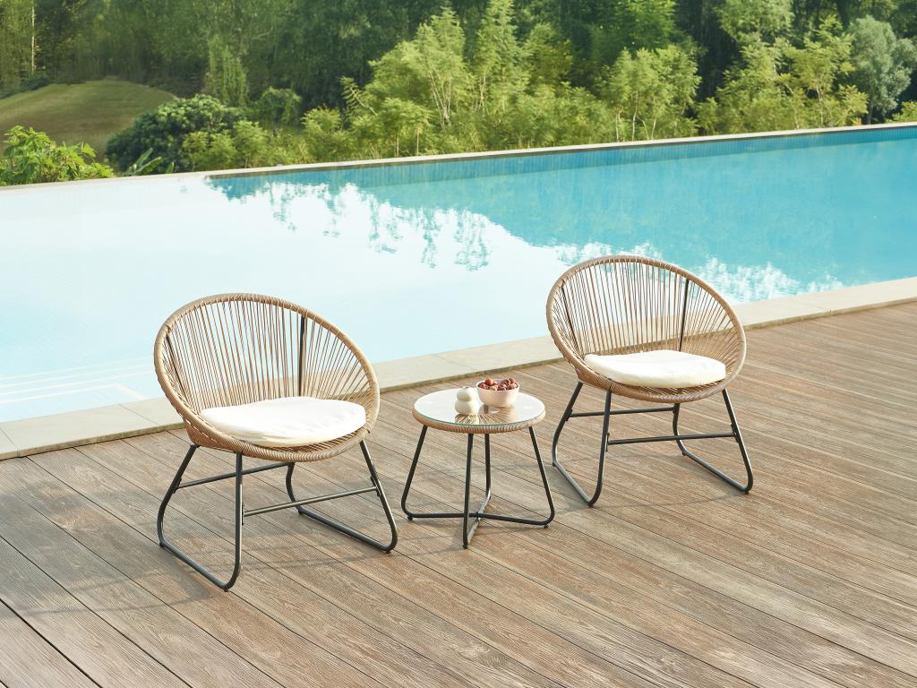 Fauteuil d'appoint en résine tressée naturelle