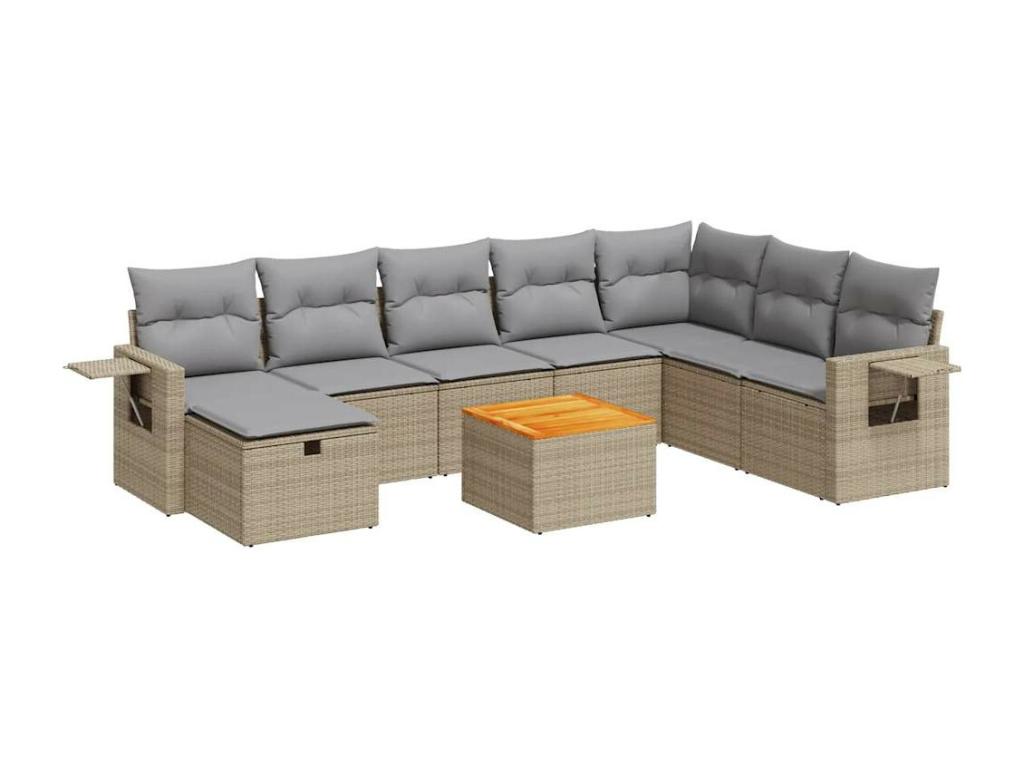 Ensemble de mobilier de jardin en résine tressée beige - dlz1766568196749