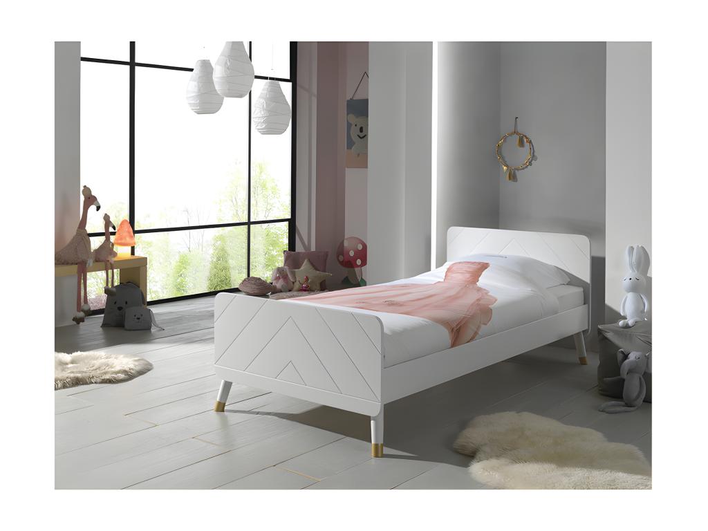 Lit en bois massif blanc, 90 x 200 cm