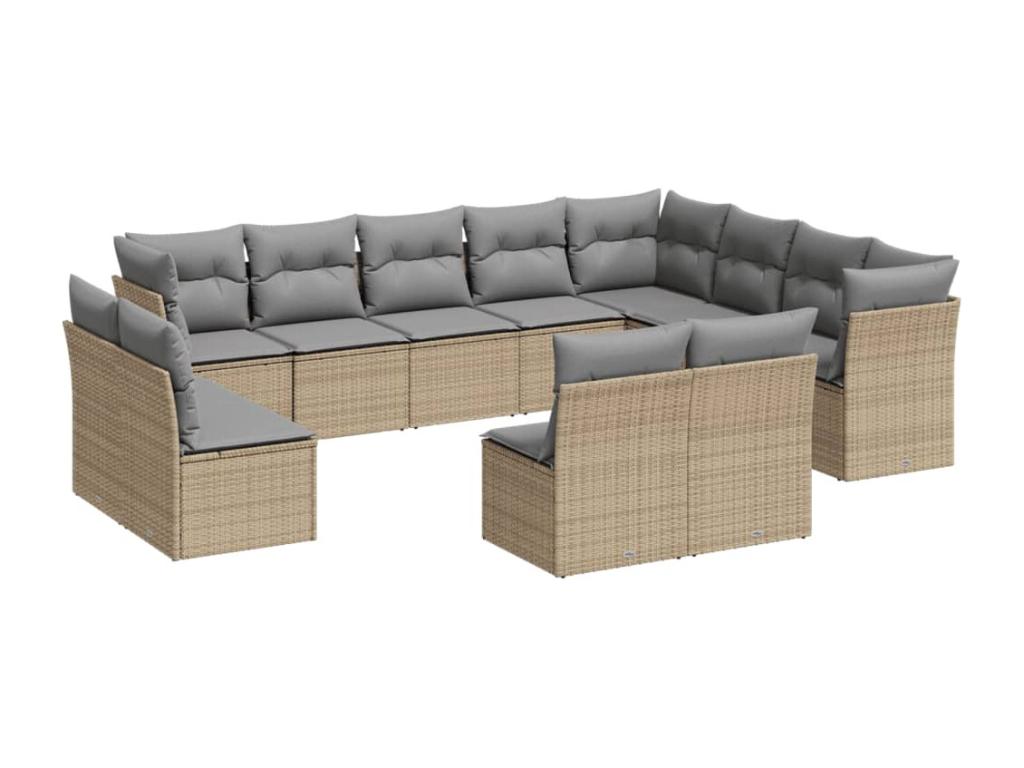 Ensemble de mobilier de jardin en résine tressée beige - dlz1766568541808