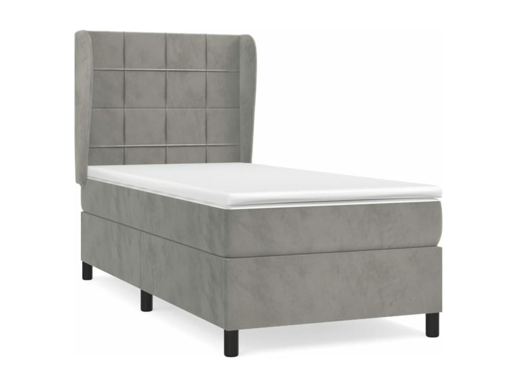 Matelas en velours gris, 90 x 190 cm