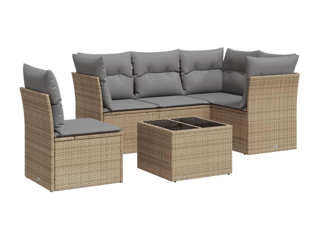 Ensemble de mobilier de jardin en résine tressée beige - dlz1766568129240