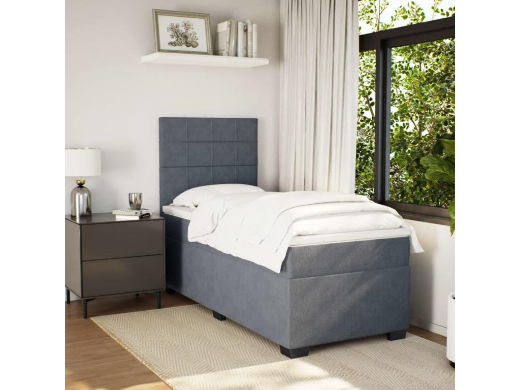 Matelas en velours gris, 90 x 190 cm - dlz1766568480776