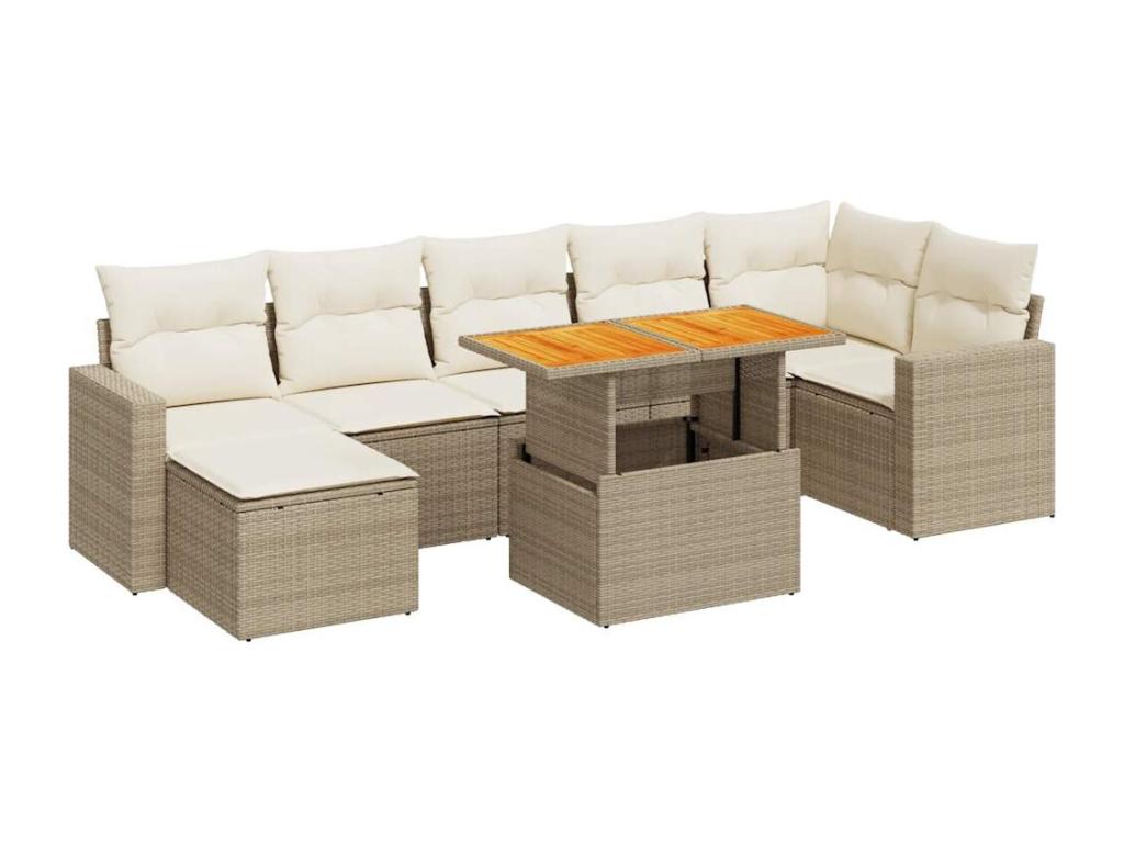 Ensemble de mobilier de jardin en résine tressée beige - dlz1766568261492